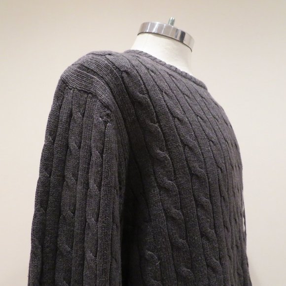 Men XL Gray Sweater Old Navy Pullover Cotton Classic Casual Crew Neck Cable Knit - Picture 8 of 16